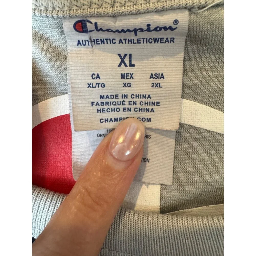 Champion Shirt Men XL Blue Gray Logo Reversible Mesh Short Sleeve Tee Athleisure - Picture 6 of 8